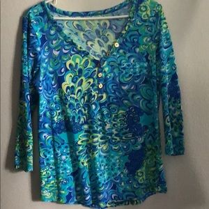 Lily Pulitzer Palmetto Sea Blue Lily Lagoon Top